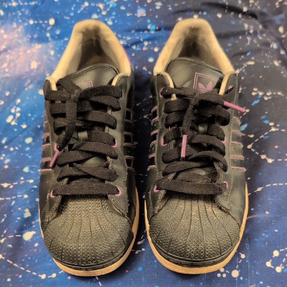 Adidas Black and Purple Shoes